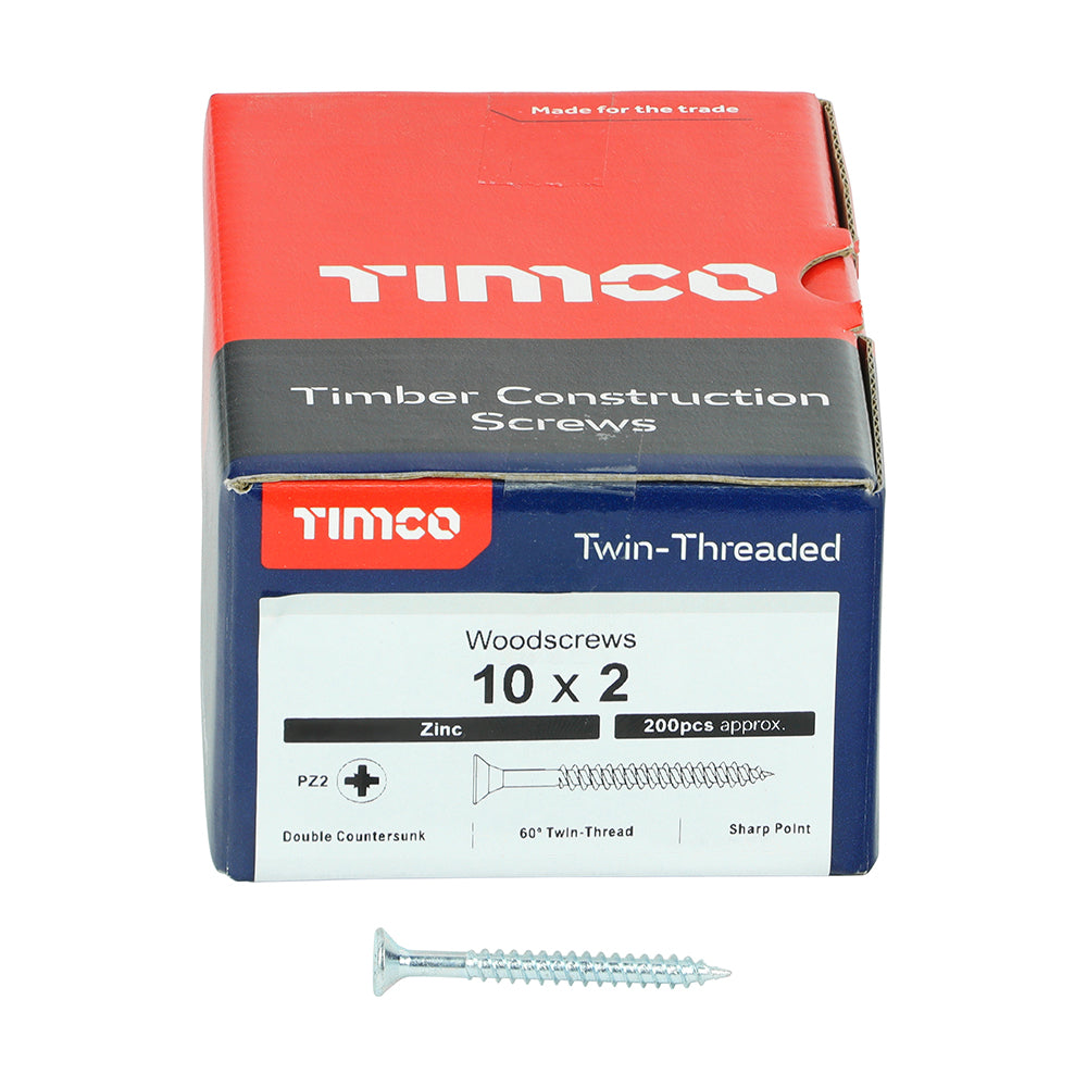 2" x 10 Twin-Threaded Woodscrews (box of 200)