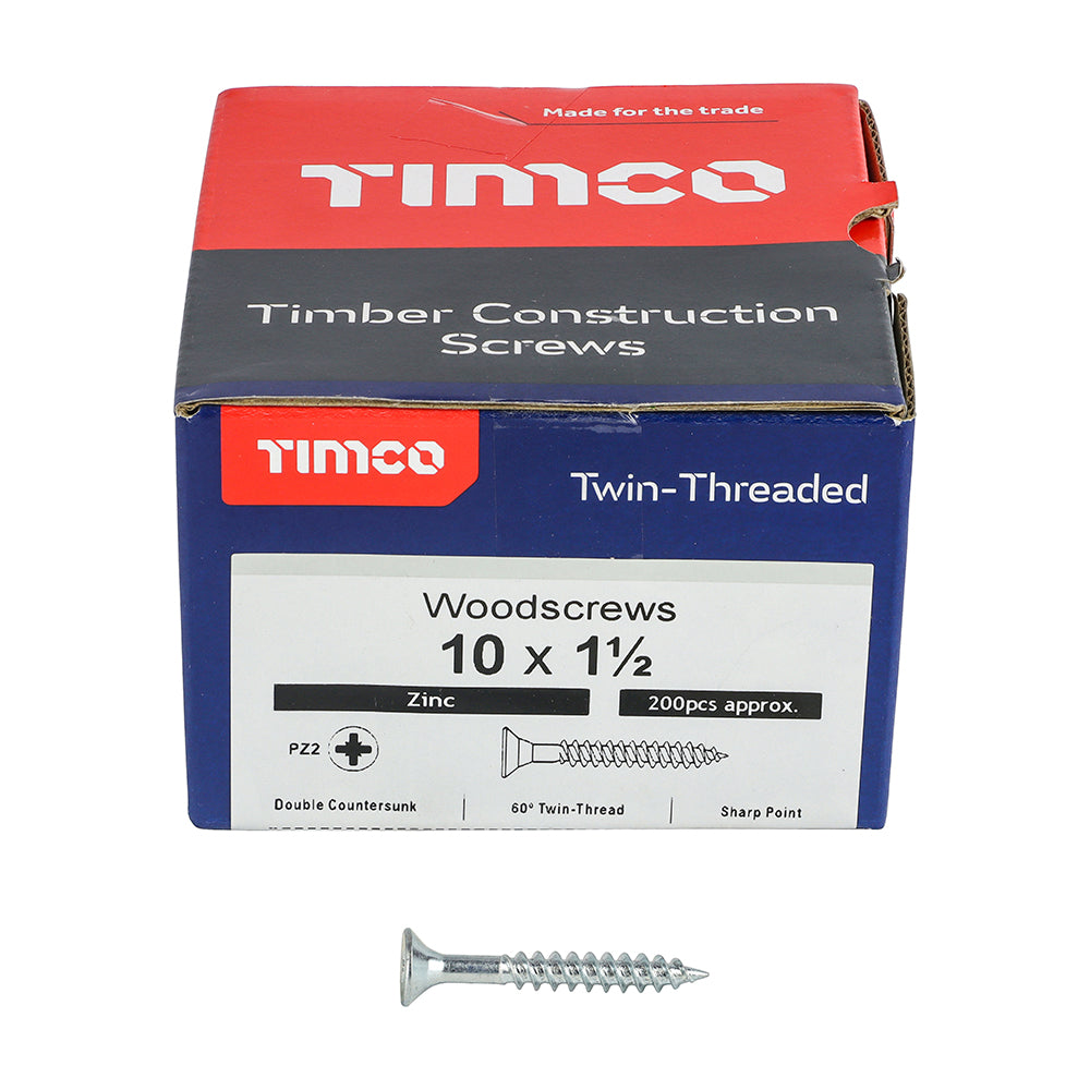 1.5" x 10 Twin-Threaded Woodscrews (box of 200)