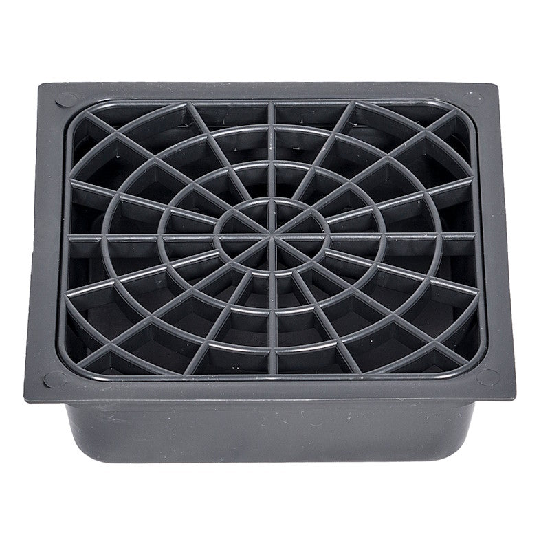 6'' x 6'' Black Plastic Drip Tray - Drin-Kit