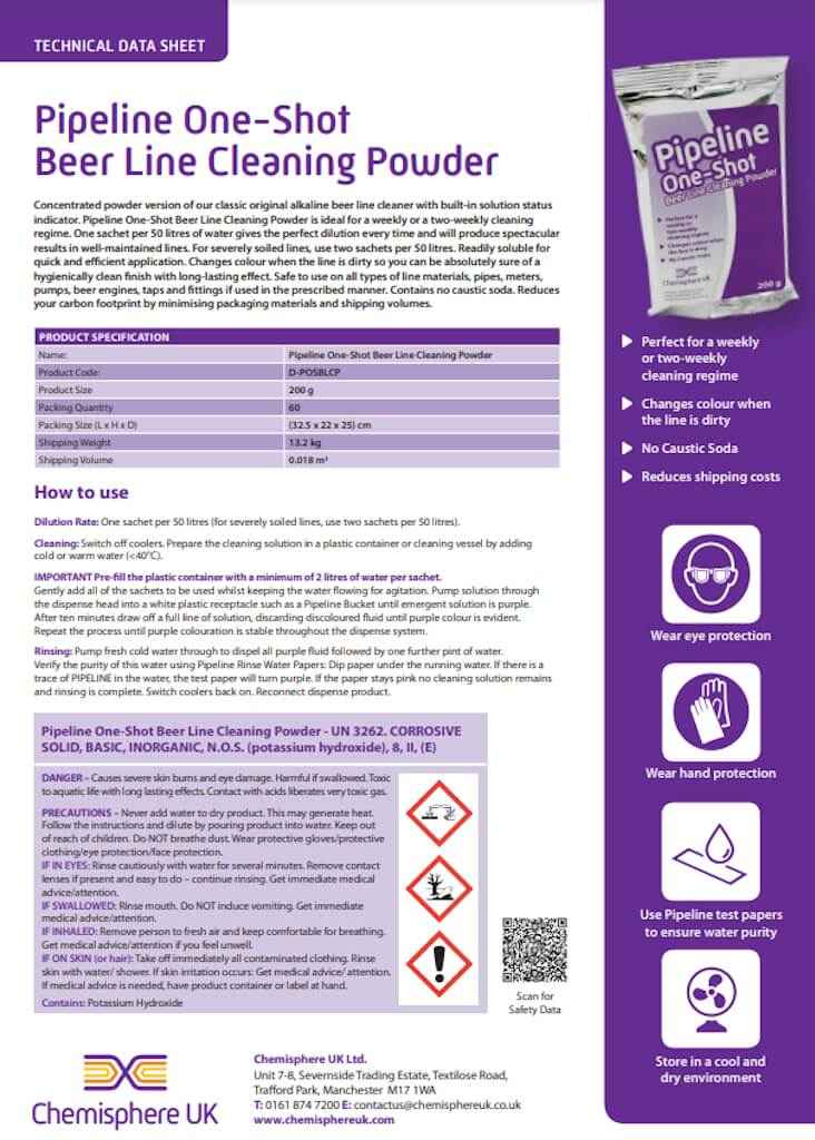 Pipeline One-Shot Beer Line Cleaning Powder 200g