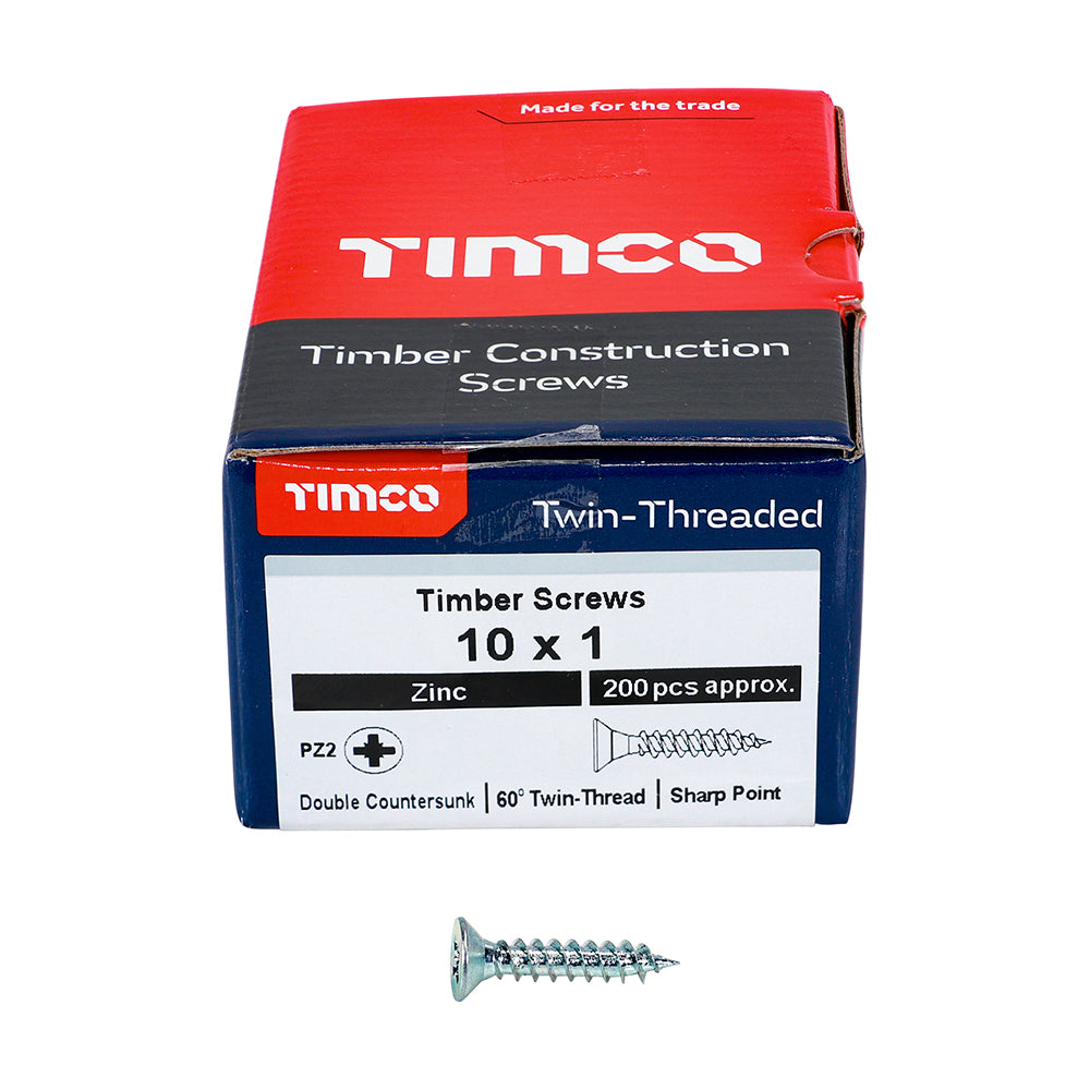 1" x 10 Twin-Threaded Woodscrews (box of 200)