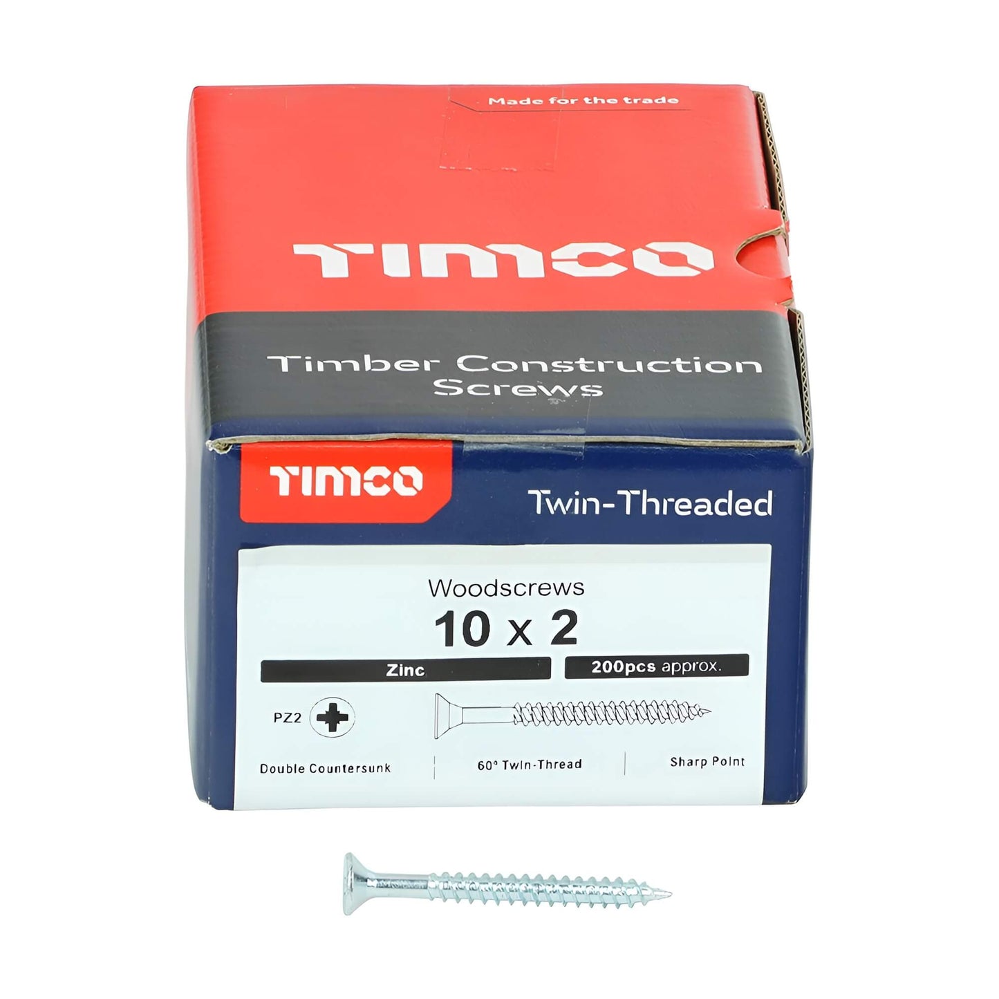2" x 10 Twin-Threaded Woodscrews (box of 200)