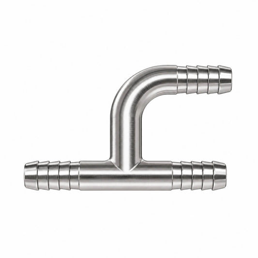T-stykke med slangestuds i rustfrit stål – 1/4″ og 3/8″ muligheder