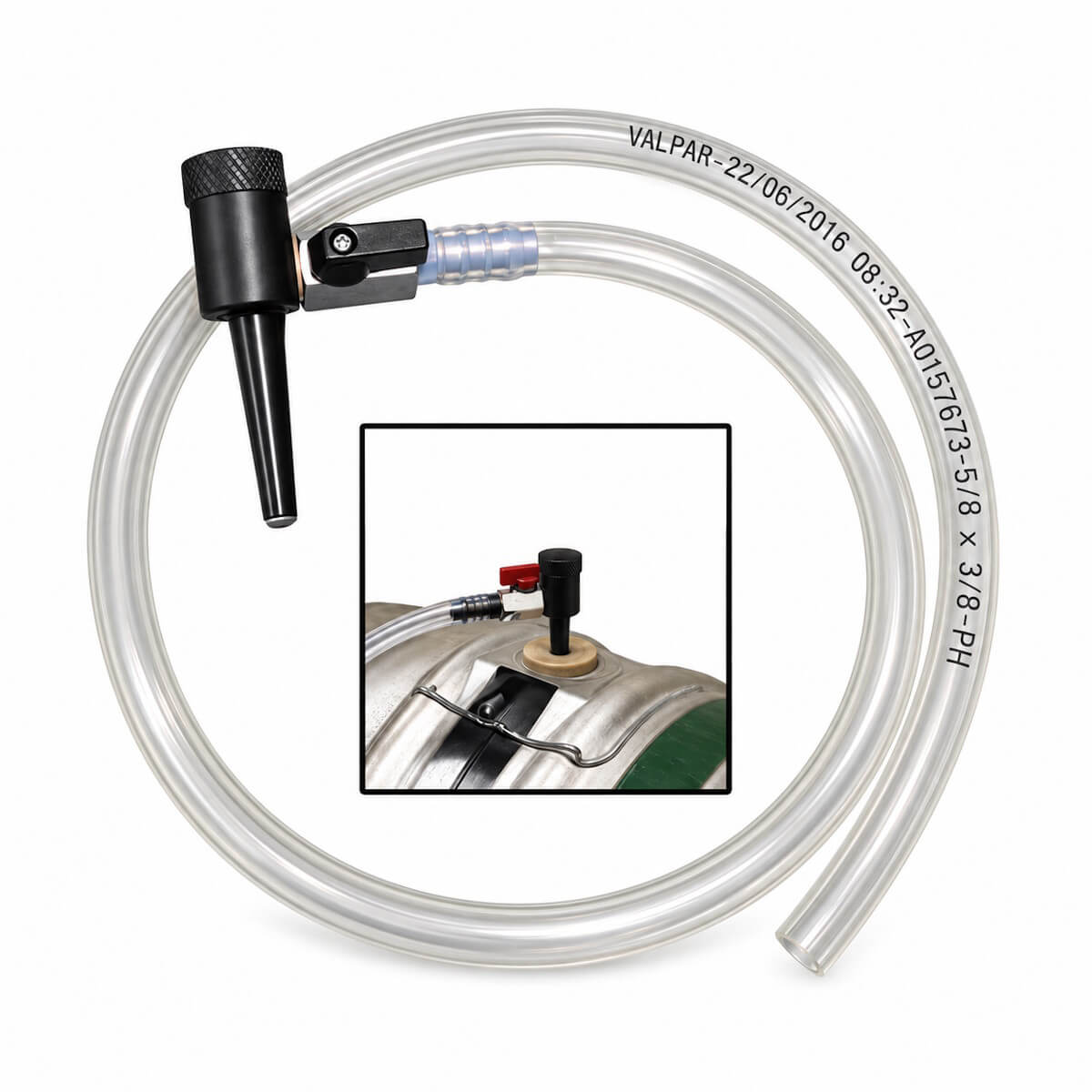Barrel Vent Peg with 12" Tubing and Brass Mini Ball Valve