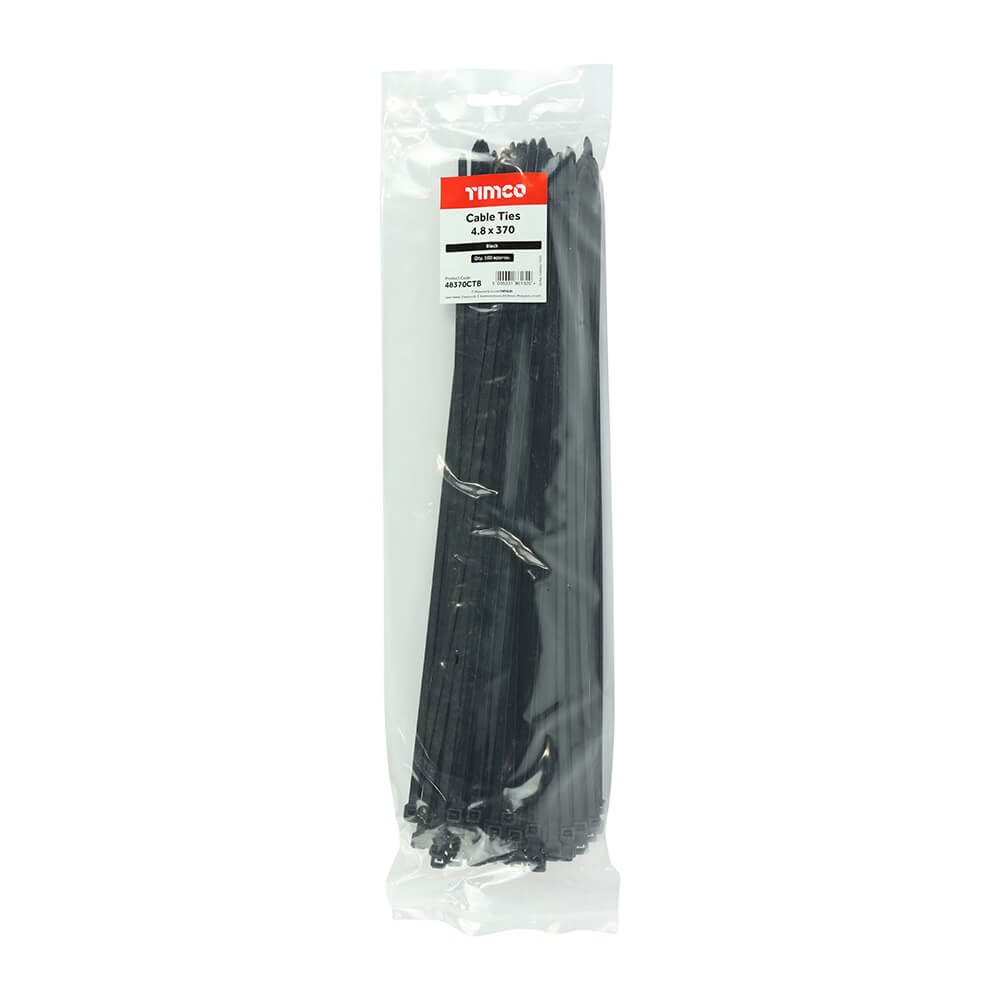 Black Cable Ties x 100 4.8mm x 370mm