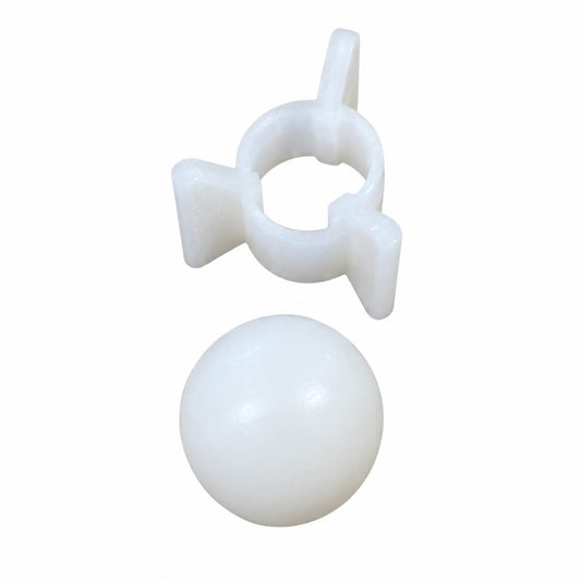 Keg coupler product outlet non return ball and cage