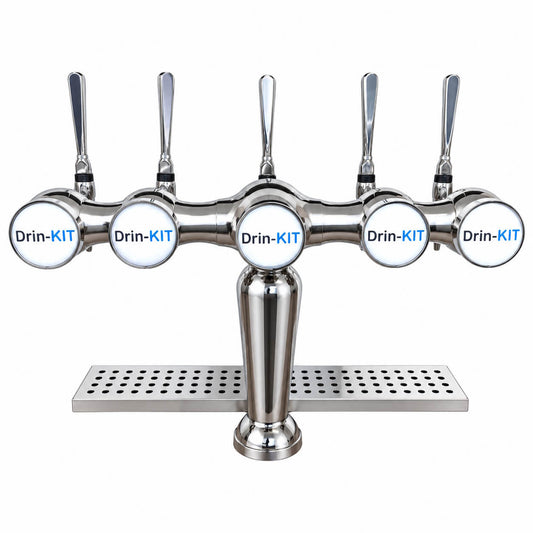 Parisienne 5-Way Beer Tower – 5 Tap Draught Beer Font chrome with taps